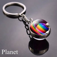 Solar System Planet Keychain Moon Earth Mars Galaxy Art Picture Cabochon Glass Ball Key Chain Universe For Men For Women