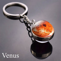 Solar System Planet Keychain Moon Earth Mars Galaxy Art Picture Cabochon Glass Ball Key Chain Universe For Men For Women