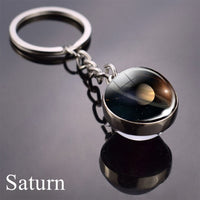 Solar System Planet Keychain Moon Earth Mars Galaxy Art Picture Cabochon Glass Ball Key Chain Universe For Men For Women