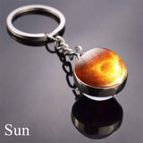 Solar System Planet Keychain Moon Earth Mars Galaxy Art Picture Cabochon Glass Ball Key Chain Universe For Men For Women