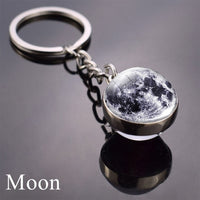 Solar System Planet Keychain Moon Earth Mars Galaxy Art Picture Cabochon Glass Ball Key Chain Universe For Men For Women