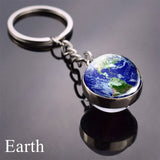 Solar System Planet Keychain Moon Earth Mars Galaxy Art Picture Cabochon Glass Ball Key Chain Universe For Men For Women