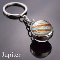 Solar System Planet Keychain Moon Earth Mars Galaxy Art Picture Cabochon Glass Ball Key Chain Universe For Men For Women