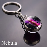 Solar System Planet Keychain Moon Earth Mars Galaxy Art Picture Cabochon Glass Ball Key Chain Universe For Men For Women