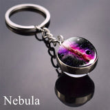 Solar System Planet Keychain Moon Earth Mars Galaxy Art Picture Cabochon Glass Ball Key Chain Universe For Men For Women