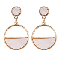 Round Kroean Drop Earrings for Women Gold Black White Enamel Statement Earrings