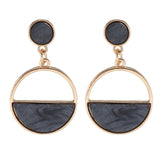 Round Kroean Drop Earrings for Women Gold Black White Enamel Statement Earrings