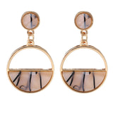 Round Kroean Drop Earrings for Women Gold Black White Enamel Statement Earrings