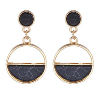 Round Kroean Drop Earrings for Women Gold Black White Enamel Statement Earrings