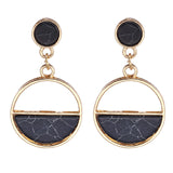 Round Kroean Drop Earrings for Women Gold Black White Enamel Statement Earrings