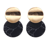 Round Kroean Drop Earrings for Women Gold Black White Enamel Statement Earrings