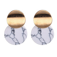 Round Kroean Drop Earrings for Women Gold Black White Enamel Statement Earrings