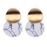 Round Kroean Drop Earrings for Women Gold Black White Enamel Statement Earrings