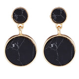 Round Kroean Drop Earrings for Women Gold Black White Enamel Statement Earrings