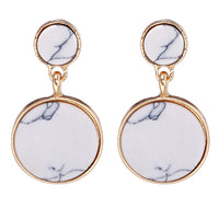 Round Kroean Drop Earrings for Women Gold Black White Enamel Statement Earrings