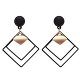 Round Kroean Drop Earrings for Women Gold Black White Enamel Statement Earrings