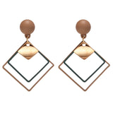 Round Kroean Drop Earrings for Women Gold Black White Enamel Statement Earrings