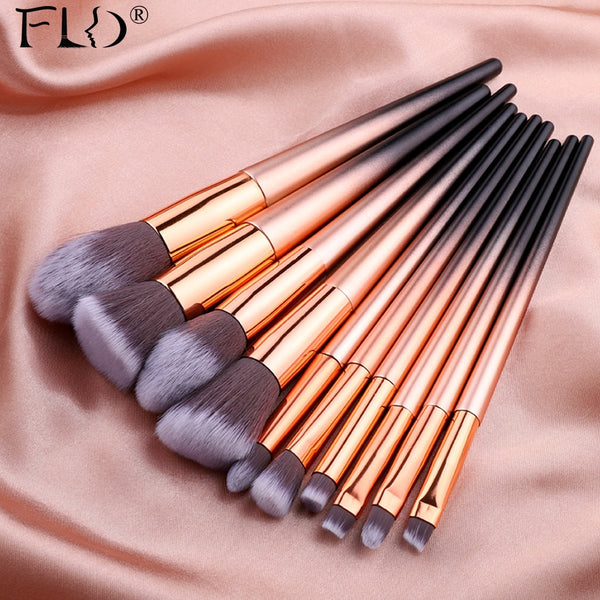 10pcs Professional Makeup Brush Set Colorful Blush Concealer Eye Shadow EyeLiner Makeup Brushes Toolos