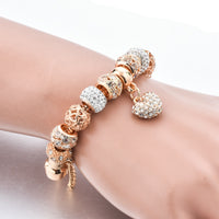 Gold Heart Charm Bracelets Bangles for Women Crystal Bracelets Jewellery Handmade Bracelet