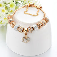 Gold Heart Charm Bracelets Bangles for Women Crystal Bracelets Jewellery Handmade Bracelet