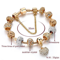 Gold Heart Charm Bracelets Bangles for Women Crystal Bracelets Jewellery Handmade Bracelet