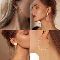 Big Round Drop Earrings for Women Gold Silver Girls Earring