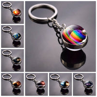 Univers Planet Keychain Galaxy Nebula Space Glass Cabochon Key chain Glass Ball Keyring Solar System Jewelry For Men For Women