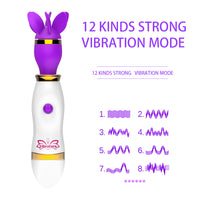 AV Stick Nipple Clitoris Stimulator 12 Speed 360 Degree Rotation Tongue Licking Vibrator Masturbator