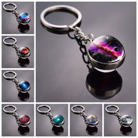 Galaxy Keychain Solar System Planet Picture Glass Ball Key Chain Galaxy Moon Pendant Keyring Universe Gifts for Men for Women