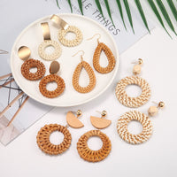 Natural Handmade Wood Earrings for Women Big Size Brand Design Round Oval Wave Statement Earring Bohemia