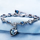 Blue Heart LOVE Crystal Bracelets Bangles for Women Charm Bracelets Jewelry Handmade Cubic Zirconia Bracelet