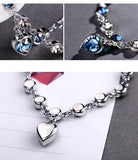 Blue Heart LOVE Crystal Bracelets Bangles for Women Charm Bracelets Jewelry Handmade Cubic Zirconia Bracelet