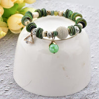 Green Bohemian Jewelry charm Bracelets Bangles for Women Stainless Steel Bracelet Handmade Jewelry Bracelet