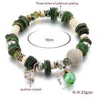 Green Bohemian Jewelry charm Bracelets Bangles for Women Stainless Steel Bracelet Handmade Jewelry Bracelet