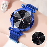 Watch Women Starry Sky Design Quartz Watches for Women Mesh Magnet Casual Watches Ladies Clock