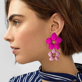 Design Big Double Flower Mixed Earrings for Women Summer Party Wedding Exaggerated Earrings