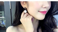 White Black Geometric Drop Earrings for Women Star Square Triangle Irregular Statement Earrings