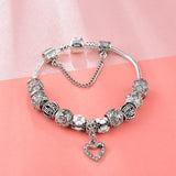 Silver Heart Snowflake Bracelets Bangles for Women Jewelry Crystal Bracelet Charms Flower Bracelet