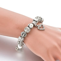 Silver Heart Snowflake Bracelets Bangles for Women Jewelry Crystal Bracelet Charms Flower Bracelet