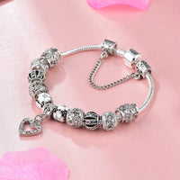 Silver Heart Snowflake Bracelets Bangles for Women Jewelry Crystal Bracelet Charms Flower Bracelet