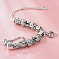 Silver Heart Snowflake Bracelets Bangles for Women Jewelry Crystal Bracelet Charms Flower Bracelet