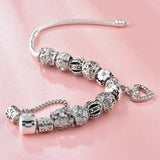 Silver Heart Snowflake Bracelets Bangles for Women Jewelry Crystal Bracelet Charms Flower Bracelet