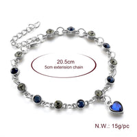 Blue Heart LOVE Crystal Bracelets Bangles for Women Charm Bracelets Jewelry Handmade Cubic Zirconia Bracelet