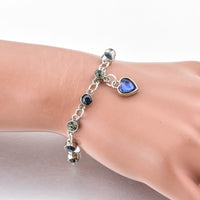 Blue Heart LOVE Crystal Bracelets Bangles for Women Charm Bracelets Jewelry Handmade Cubic Zirconia Bracelet