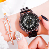 Magnetic Watches 360 Rotate Dial Design Watch Lucky Stainless Steel Quartz Clock