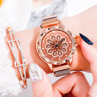 Magnetic Watches 360 Rotate Dial Design Watch Lucky Stainless Steel Quartz Clock