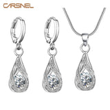 Women Bridal Jewelry Set Silver Clear Cubic Zircon Necklace Earrings Wedding Party Jewelry Sets