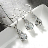 Women Bridal Jewelry Set Silver Clear Cubic Zircon Necklace Earrings Wedding Party Jewelry Sets