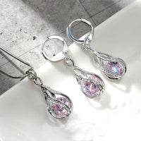 Women Bridal Jewelry Set Silver Clear Cubic Zircon Necklace Earrings Wedding Party Jewelry Sets