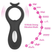 G spot Vibrator Delay Ejaculation Vibrating Cock Ring 10 Speed Penis Ring for Men Couple Clitoris Stimulator